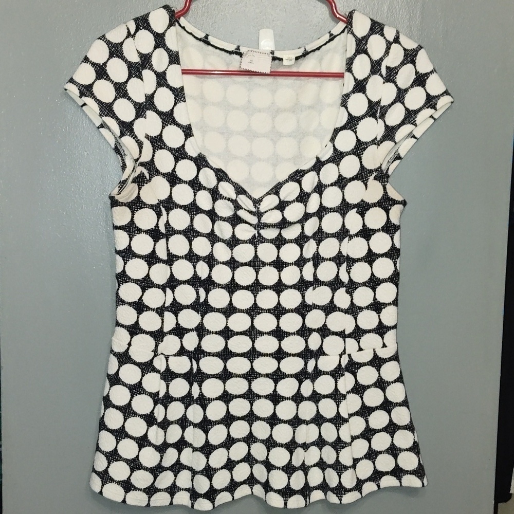 Anthropologie Postage Stamp blouse top small polka dots